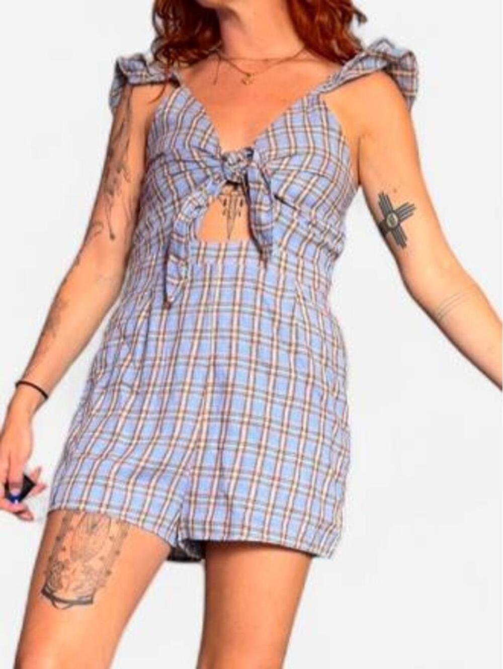 Women's Blue and Purple Playsuit-romper